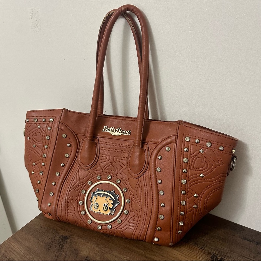 Betty Boop Tan Studded Tote Bag